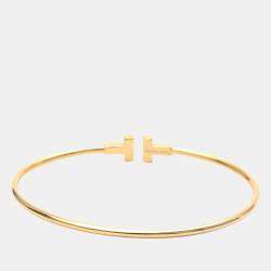 Pre Owned Tiffany & Co. T Wire 18K Rose Gold Narrow Bracelet