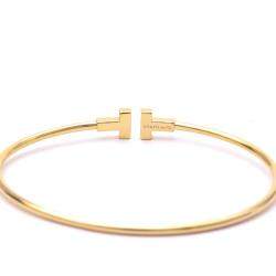Pre Owned Tiffany & Co. T Wire 18K Rose Gold Narrow Bracelet