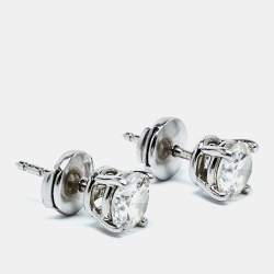 Tiffany & Co. Solitare 2.04 Ct Diamonds Platinum Stud Earrings