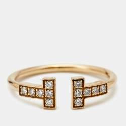 Tiffany & Co. Tiffany T Wire Diamonds 18k Rose Gold Ring Size 53