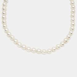 Pre Owned Tiffany & Co. Signature X Cultured Pearl 18k White Gold Necklace