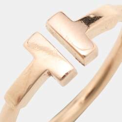Pre Owned Tiffany & Co. Tiffany T Wire 18k Rose Gold Ring Size 48