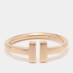 Pre Owned Tiffany & Co. Tiffany T Wire 18k Rose Gold Ring Size 48