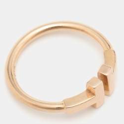Pre Owned Tiffany & Co. Tiffany T Wire 18k Rose Gold Ring Size 48