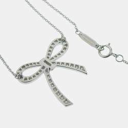 Pre Owned Tiffany & Co. Tiffany Bow Platinum Diamond Necklace
