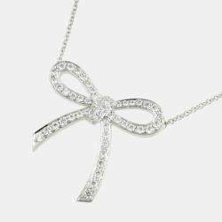 Pre Owned Tiffany & Co. Tiffany Bow Platinum Diamond Necklace