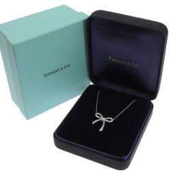 Pre Owned Tiffany & Co. Tiffany Bow Platinum Diamond Necklace