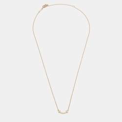 Pre Owned Tiffany & Co. T Smile Diamonds 18k Rose Gold Mini Model Necklace