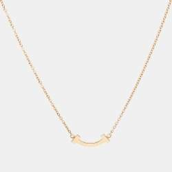 Pre Owned Tiffany & Co. T Smile Diamonds 18k Rose Gold Mini Model Necklace