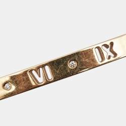 Pre Owned Tiffany & Co. Atlas Bar Pierced Diamonds 18k Rose Gold Bracelet
