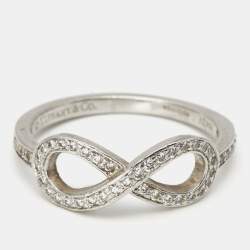 Pre Owned Tiffany & Co. Infinity Diamonds Platinum Ring Size 49