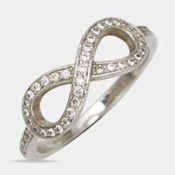 Pre Owned Tiffany & Co. Infinity Diamonds Platinum Ring Size 49