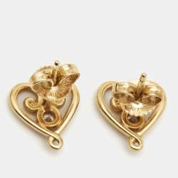 Tiffany & Co. Venezia Heart Diamond 18k Yellow Gold Stud Earrings