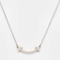 Pre Owned Tiffany & Co. Tiffany T Smile Mini Diamond 18K White Gold Necklace
