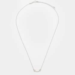 Pre Owned Tiffany & Co. Tiffany T Smile Mini Diamond 18K White Gold Necklace