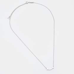 Pre Owned Tiffany & Co. Tiffany T Smile Mini Diamond 18K White Gold Necklace