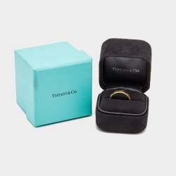 Tiffany & Co. Atlas Pierced Rubies 18k Yellow Gold Band Ring Size 55