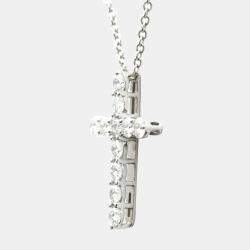 Pre Owned Tiffany & Co. Cross Small Platinum Diamond Necklace