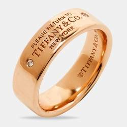 Pre Owned Tiffany & Co. Return To Tiffany Diamond 18k Rose Gold Ring Size 53 