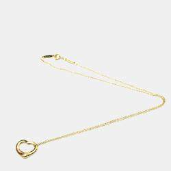 Pre Owned Tiffany & Co. Elsa Peretti Open Heart 18K Yellow Gold Diamond Necklace