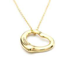 Pre Owned Tiffany & Co. Elsa Peretti Open Heart 18K Yellow Gold Diamond Necklace