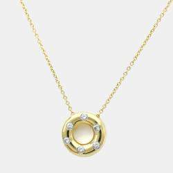 Pre Owned Tiffany & Co. Etoile Circle 18K Yellow Gold Platinum Diamond Necklace