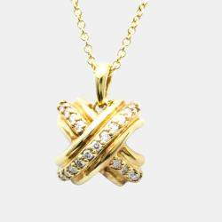 Pre Owned Tiffany & Co. Signature X 18K Yellow Gold Diamond Necklace