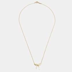 Pre Owned Tiffany & Co. Tiffany Bow 18k Yellow Gold Chain Necklace