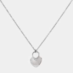 Pre Owned Tiffany & Co. Heart Lock Diamonds 18k White Gold Pendant Necklace