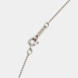 Pre Owned Tiffany & Co. Crown Mini Key Diamonds 18k White Gold Pendant Necklace
