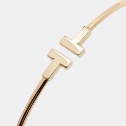 Pre Owned Tiffany & Co. T Wire 18K Rose Gold Narrow Bracelet