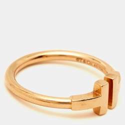 Pre Owned Tiffany & Co. Tiffany T 18k Rose Gold Ring Size 52