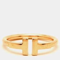 Pre Owned Tiffany & Co. Tiffany T 18k Rose Gold Ring Size 52