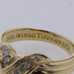 Pre Owned Tiffany & Co. Vintage Signature X 18K Yellow Gold Diamond Ring EU 49