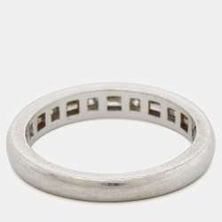 Pre Owned Tiffany & Co. Diamond Round & Baguette Channel Set Platinum Band Ring 53