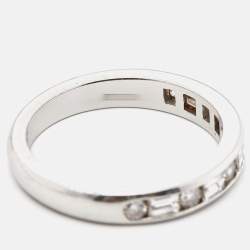 Pre Owned Tiffany & Co. Diamond Round & Baguette Channel Set Platinum Band Ring 53