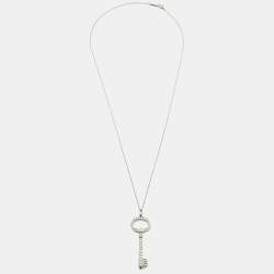 Tiffany & Co. Diamond Oval Key Platinum Pendant Necklace