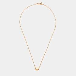 Pre Owned Tiffany & Co. Elsa Peretti Bean Design 18K Rose Gold Pendant Necklace 
