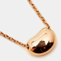 Pre Owned Tiffany & Co. Elsa Peretti Bean Design 18K Rose Gold Pendant Necklace 