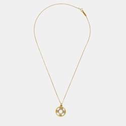 Pre Owned Tiffany & Co. Atlas Diamond 18k Yellow Gold Open Pendant Necklace