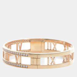 Tiffany & Co. 18K Rose Gold and Diamond Atlas Pierced Bangle Bracelet