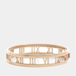 Tiffany & Co. 18K Rose Gold and Diamond Atlas Pierced Bangle Bracelet
