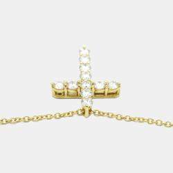 Pre Owned Tiffany & Co. Cross 18K Yellow Gold Diamond Necklace