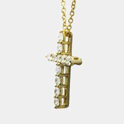 Pre Owned Tiffany & Co. Cross 18K Yellow Gold Diamond Necklace