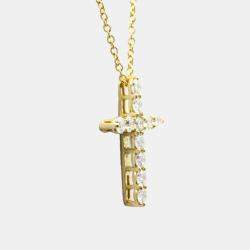 Pre Owned Tiffany & Co. Cross 18K Yellow Gold Diamond Necklace