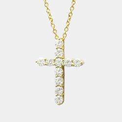 Pre Owned Tiffany & Co. Cross 18K Yellow Gold Diamond Necklace