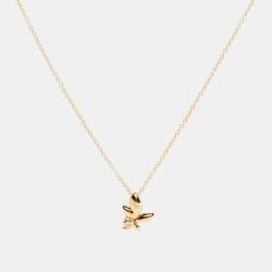 Pre Owned Tiffany & Co. Paloma Picasso Olive Leaf Diamond 18k Yellow Gold Pendant Necklace
