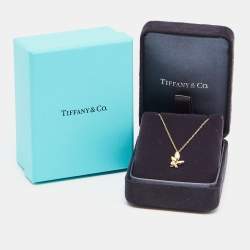 Pre Owned Tiffany & Co. Paloma Picasso Olive Leaf Diamond 18k Yellow Gold Pendant Necklace