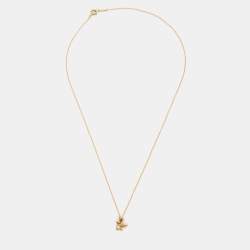 Pre Owned Tiffany & Co. Paloma Picasso Olive Leaf Diamond 18k Yellow Gold Pendant Necklace