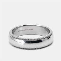 Pre Owned Tiffany & Co. Milgrain Platinum Wedding Band Ring Size 64